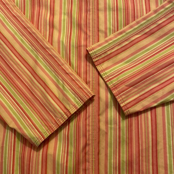 L.L. Bean car coat mackintosh pink stripe L Petite - Picture 5 of 13